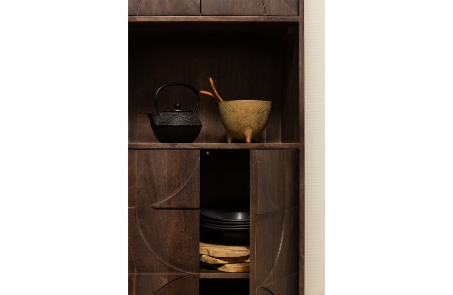 BEPUREHOME Draw skab, m. 4 push to open lger, 2 hylder og 1 rum - valnddefarvet mangotr