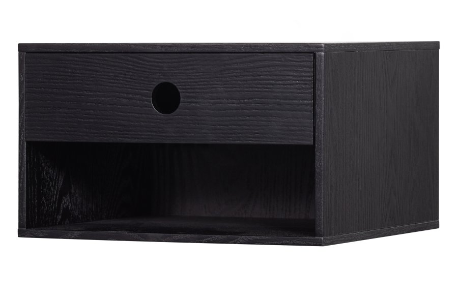 WOOOD Nancy vghngt natbord, m. 1 skuffe og 1 rum - sort MDF (34x30)