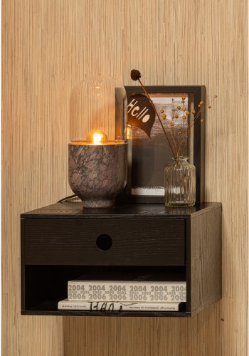 WOOOD Nancy vghngt natbord, m. 1 skuffe og 1 rum - sort MDF (34x30)