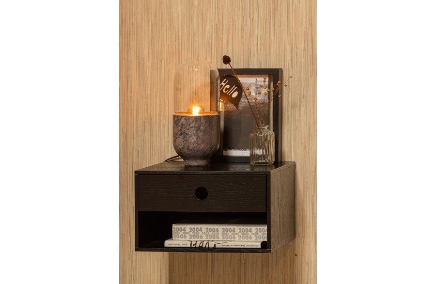 WOOOD Nancy vghngt natbord, m. 1 skuffe og 1 rum - sort MDF (34x30)