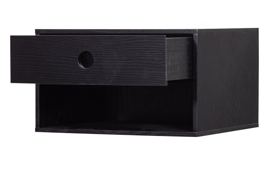 WOOOD Nancy vghngt natbord, m. 1 skuffe og 1 rum - sort MDF (34x30)