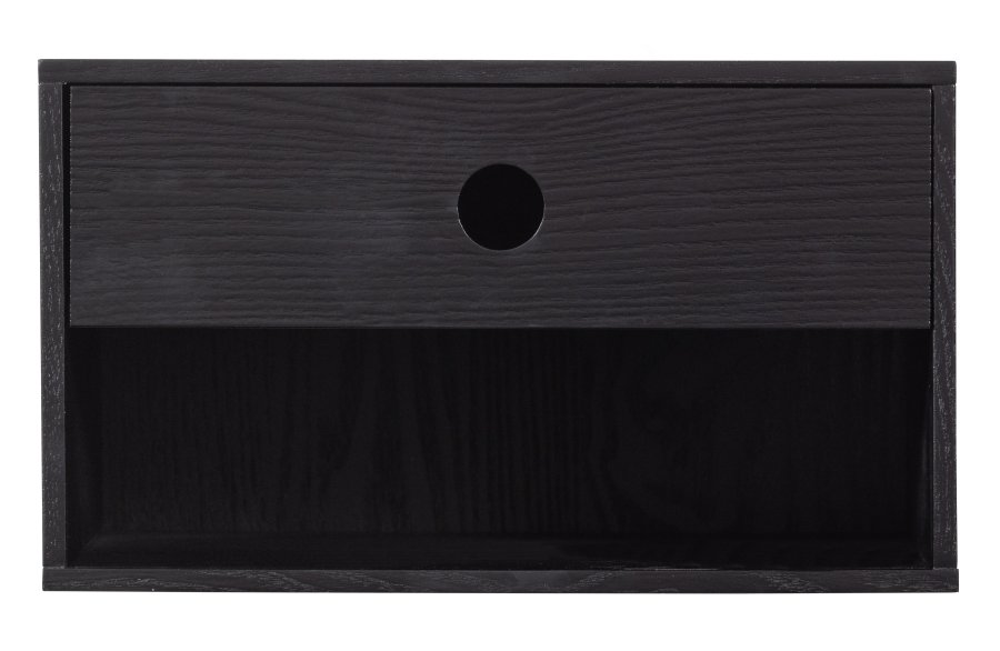 WOOOD Nancy vghngt natbord, m. 1 skuffe og 1 rum - sort MDF (34x30)