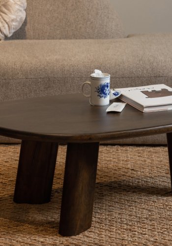 BEPUREHOME Roundly sofabord, organisk - valnddefarvet mangotr (110x60)