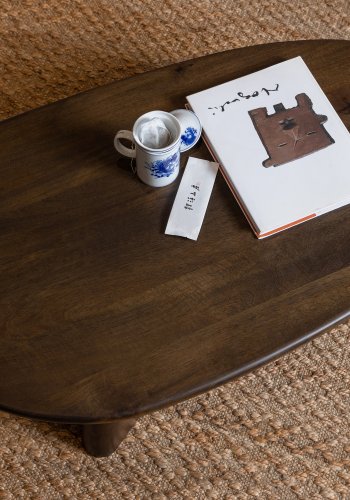 BEPUREHOME Roundly sofabord, organisk - valnddefarvet mangotr (110x60)