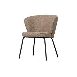 BEPUREHOME Admit spisebordsstol - beige bouclé polyester og sort metal