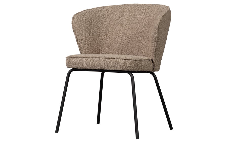 BEPUREHOME Admit spisebordsstol - beige bouclé polyester og sort metal