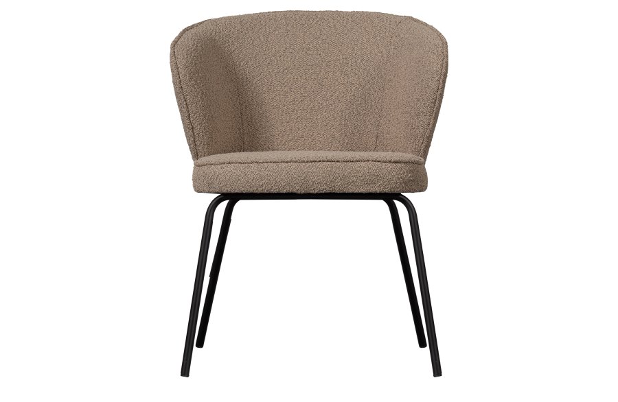 BEPUREHOME Admit spisebordsstol - beige bouclé polyester og sort metal