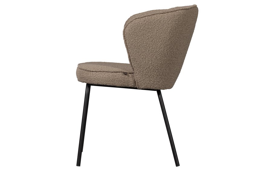 BEPUREHOME Admit spisebordsstol - beige bouclé polyester og sort metal