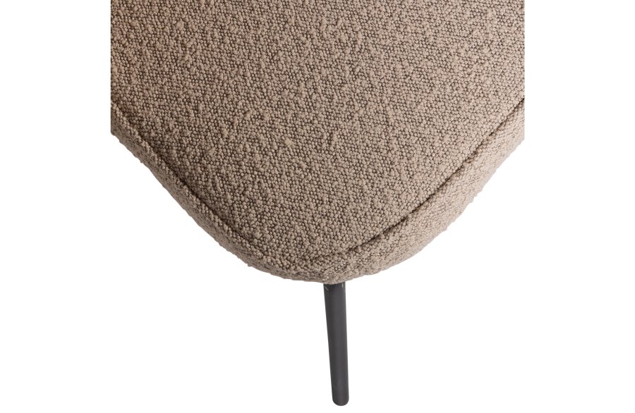 BEPUREHOME Admit spisebordsstol - beige bouclé polyester og sort metal