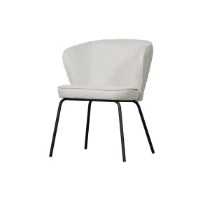 BEPUREHOME Admit spisebordsstol - natur bouclé polyester og sort metal