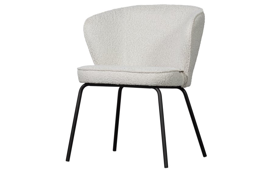 BEPUREHOME Admit spisebordsstol - natur bouclé polyester og sort metal