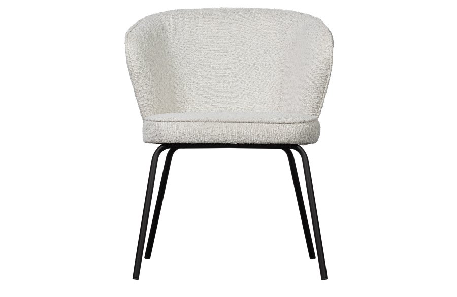 BEPUREHOME Admit spisebordsstol - natur bouclé polyester og sort metal