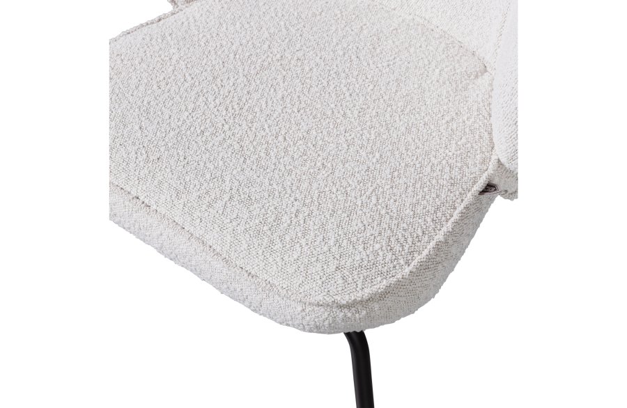 BEPUREHOME Admit spisebordsstol - natur bouclé polyester og sort metal