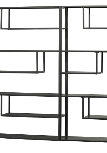 WOOOD Teun skab, m. 1 push to open lge og 4 hylder - sort fyrretr