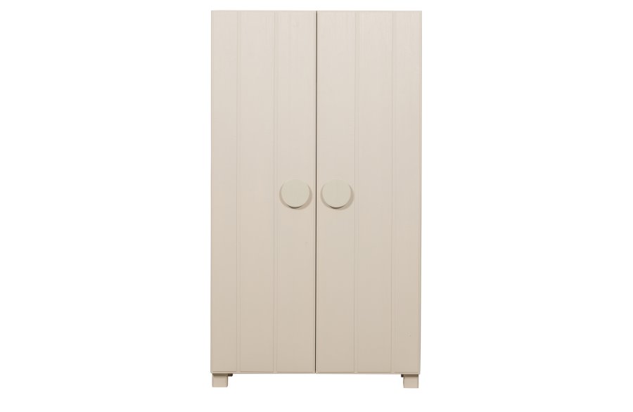 WOOOD Noah garderobeskab, m. 2 lger, 4 hylder og 1 bjlestang - dust gr fyrretr