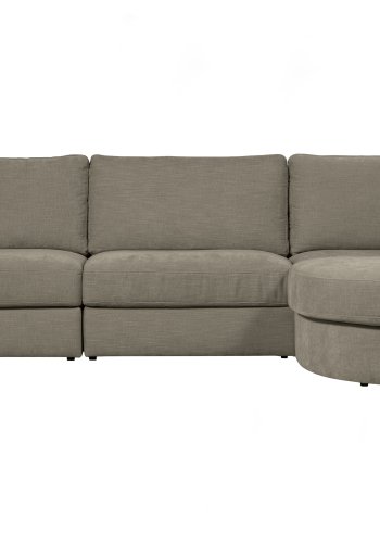 VTWONEN Family hjrnesofa, afrundet hjre - varm gr polyester