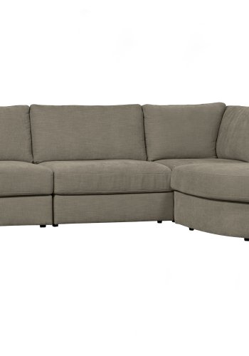 VTWONEN Family hjrnesofa, afrundet hjre - varm gr polyester