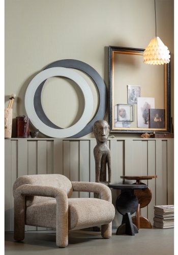 WOOOD EXCLUSIVE Lenny lnestol, m. armln - sand ru tekstur fljl polyester