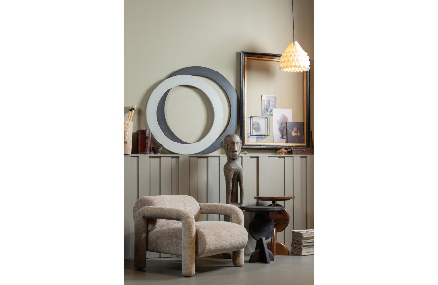 WOOOD EXCLUSIVE Lenny lnestol, m. armln - sand ru tekstur fljl polyester