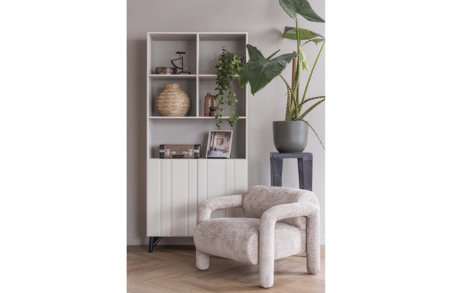 WOOOD EXCLUSIVE Lenny lnestol, m. armln - sand ru tekstur fljl polyester