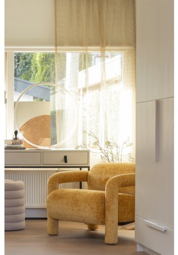 WOOOD EXCLUSIVE Lenny lnestol, m. armln - guld/gul ru tekstur fljl polyester