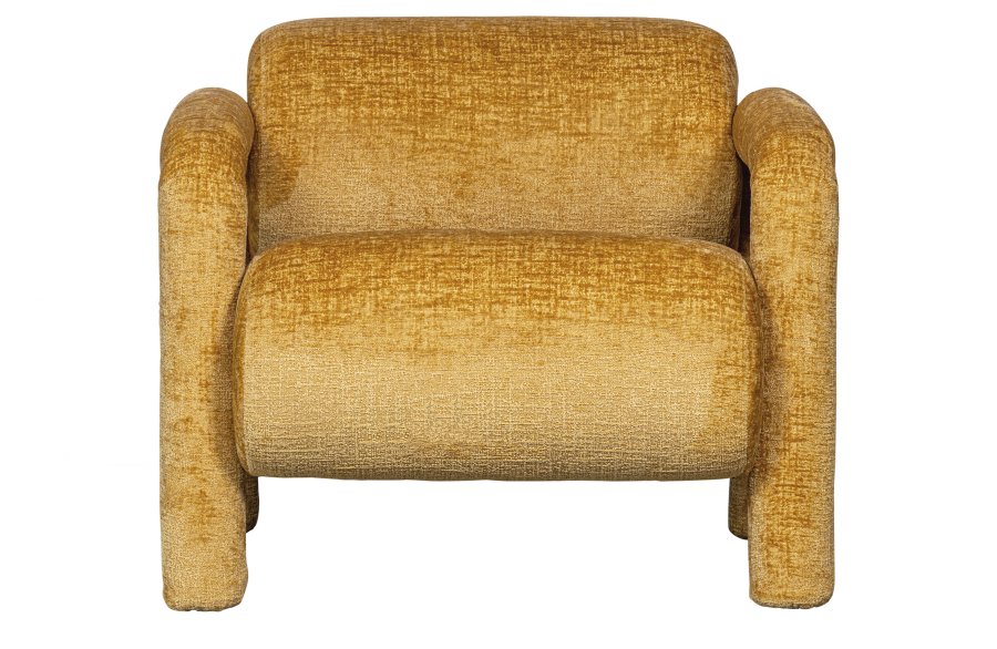 WOOOD EXCLUSIVE Lenny lnestol, m. armln - guld/gul ru tekstur fljl polyester