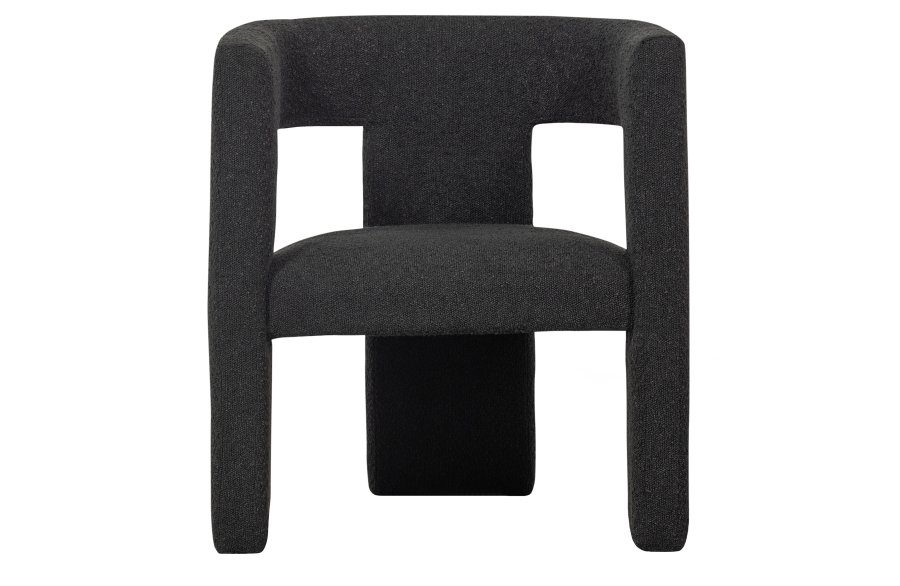 WOOOD EXCLUSIVE Tiwa lnestol, m. armlng - mrkegr bouclé stof