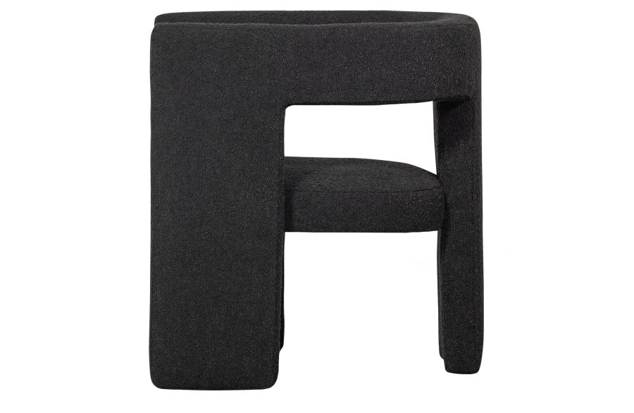 WOOOD EXCLUSIVE Tiwa lnestol, m. armlng - mrkegr bouclé stof