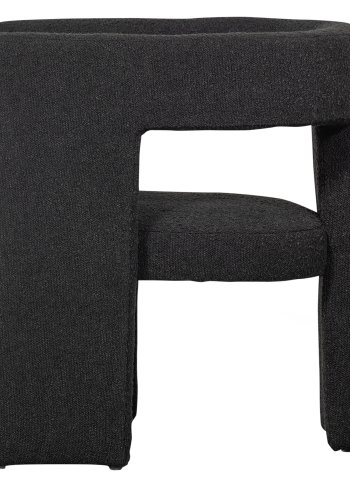 WOOOD EXCLUSIVE Tiwa lnestol, m. armlng - mrkegr bouclé stof