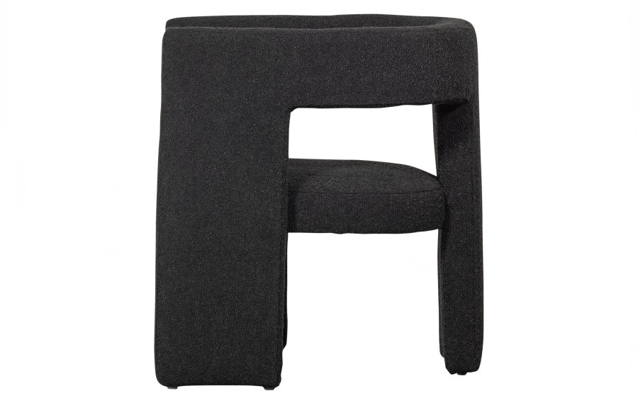 WOOOD EXCLUSIVE Tiwa lnestol, m. armlng - mrkegr bouclé stof