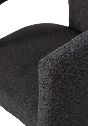 WOOOD EXCLUSIVE Tiwa lnestol, m. armlng - mrkegr bouclé stof