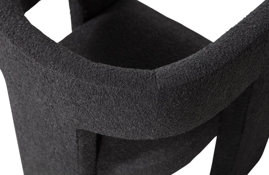 WOOOD EXCLUSIVE Tiwa lnestol, m. armlng - mrkegr bouclé stof