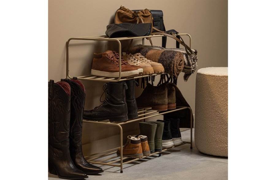 WOOOD Josse skostativ, rektangulr - army brun metal (B:80)