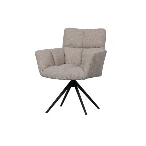 WOOOD EXCLUSIVE Vinny spisebordsstol, m. armln, drejelig - sand bouclé polyester og sort metal