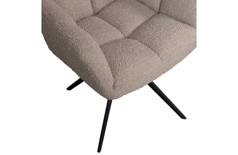 WOOOD EXCLUSIVE Vinny spisebordsstol, m. armln, drejelig - sand bouclé polyester og sort metal