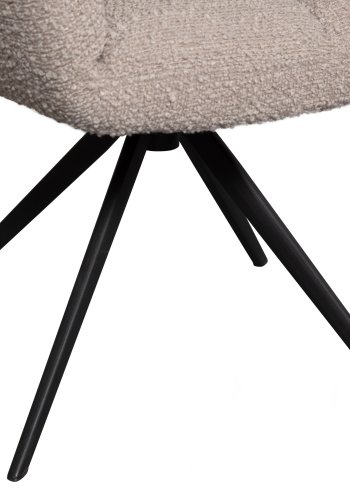WOOOD EXCLUSIVE Vinny spisebordsstol, m. armln, drejelig - sand bouclé polyester og sort metal