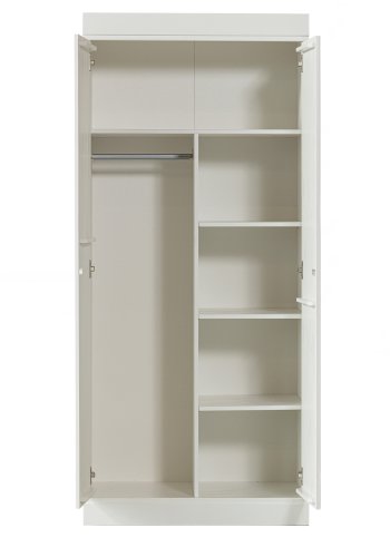 WOOOD Connect Low garderobeskab, m. 2 lger 4 hylder og 1 bjlestang - hvid fyrretr