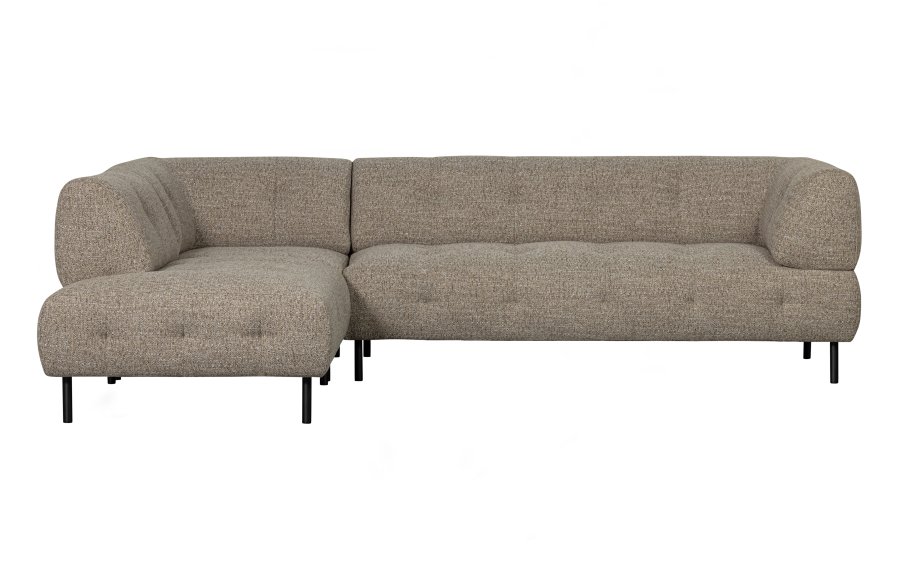 WOOOD EXCLUSIVE Lloyd hjrnesofa, venstre - groft vvet brun melange stof  og sort metal