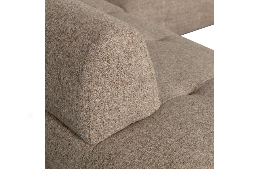 WOOOD EXCLUSIVE Lloyd hjrnesofa, venstre - groft vvet brun melange stof  og sort metal