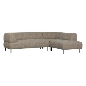 WOOOD EXCLUSIVE Lloyd hjrnesofa, hjre - groft vvet brun melange stof og sort metal