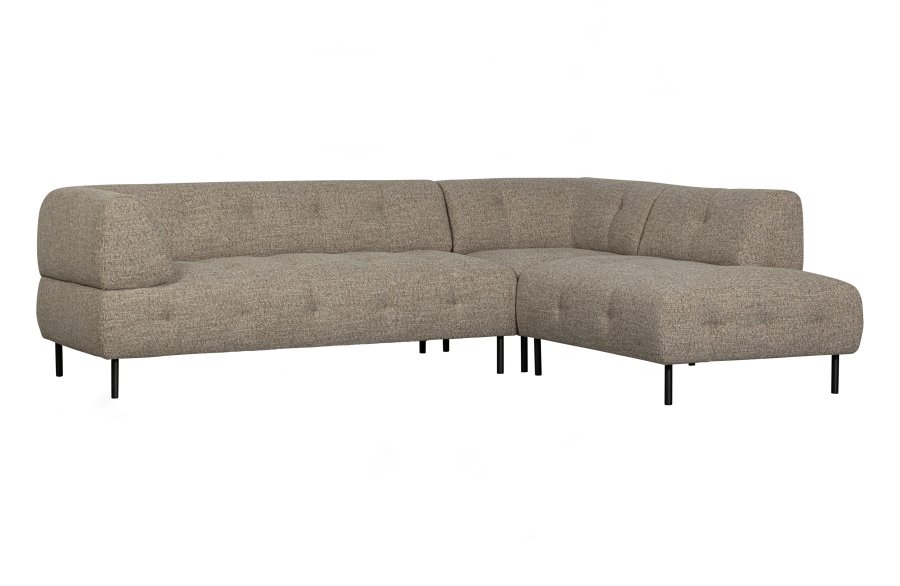 WOOOD EXCLUSIVE Lloyd hjrnesofa, hjre - groft vvet brun melange stof og sort metal