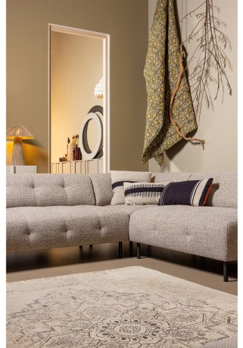 WOOOD EXCLUSIVE Lloyd hjrnesofa, hjre - groft vvet brun melange stof og sort metal