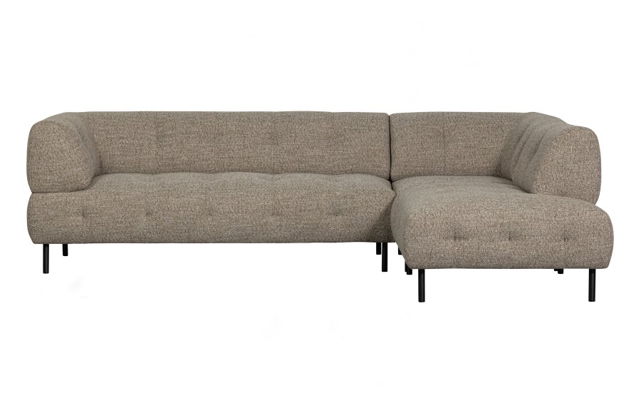 WOOOD EXCLUSIVE Lloyd hjrnesofa, hjre - groft vvet brun melange stof og sort metal