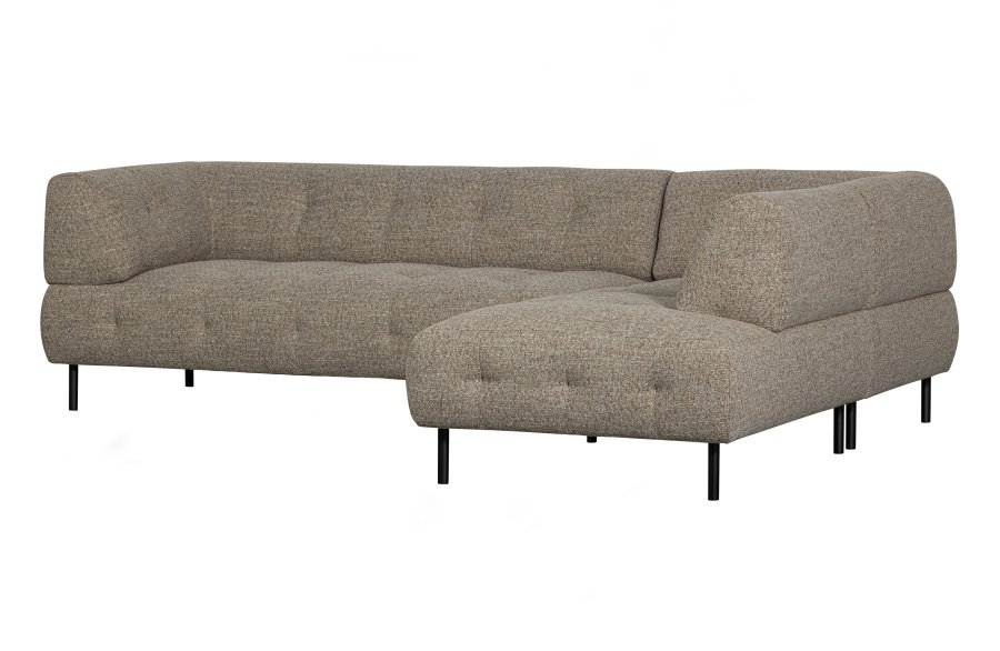 WOOOD EXCLUSIVE Lloyd hjrnesofa, hjre - groft vvet brun melange stof og sort metal