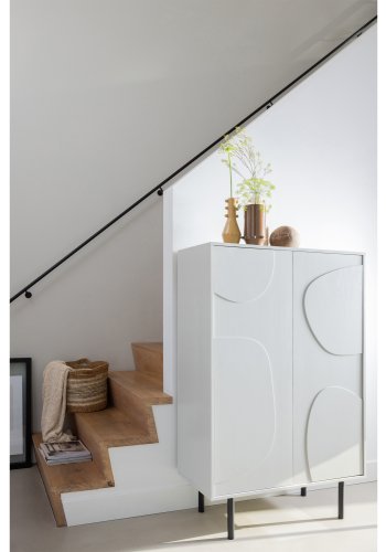 WOOOD EXCLUSIVE Cadiz skab, m. 2 lger og 2 hylder - tgehvid fyrretr