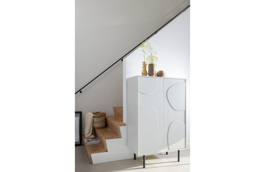 WOOOD EXCLUSIVE Cadiz skab, m. 2 lger og 2 hylder - tgehvid fyrretr