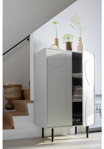 WOOOD EXCLUSIVE Cadiz skab, m. 2 lger og 2 hylder - tgehvid fyrretr