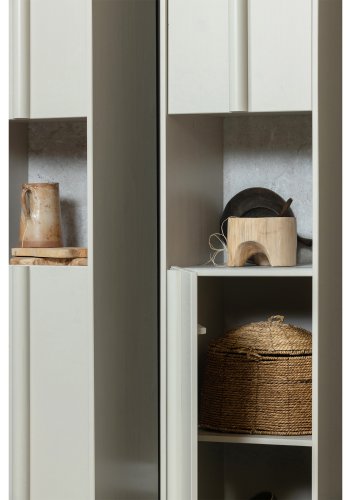 WOOOD EXCLUSIVE Basu lille skab, m. 2 lger og 5 hylder - dust og beton fyrretr