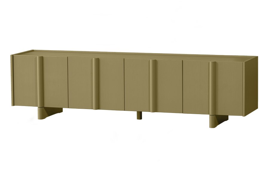 WOOOD EXCLUSIVE Basu TV-bord, m. 3 lger og 2 hylder - mos fyrretr (200x46)