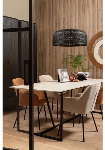 WOOOD EXCLUSIVE Silas spisebord, rektangulr - dust (gr/sand) brstet asketr og metal (220x90)